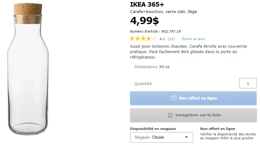 Une fiche produit e-commerce d'Ikea