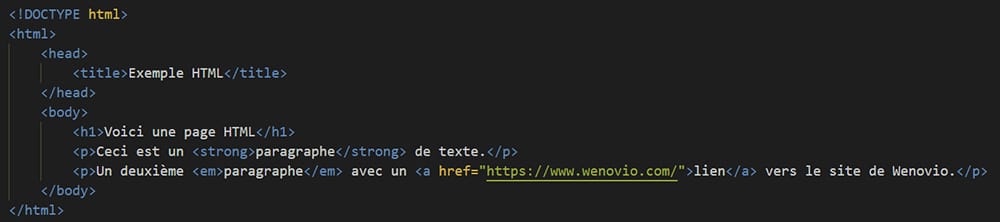 Exemple du code HTML d'une page Web sans CSS Exemple du code HTML d'une page Web sans CSS